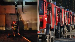 Incendiu devastator la un service auto: O maşină a ars în totalitate, iar alte 14 au fost afectate de temperatura ridicată şi de fum