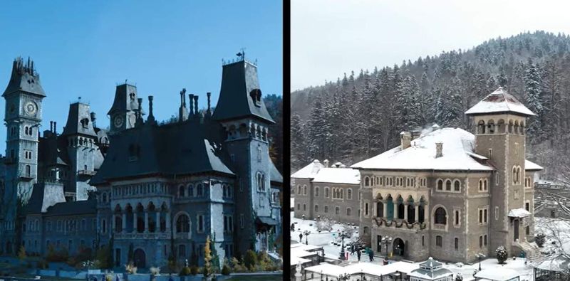 FOTO/VIDEO - Noul serial „Wednesday” s-a filmat în România. Iată cum arată locațiile în realitate și cum arată în serial!