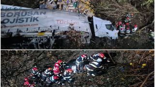 Un TIR a căzut într-o prăpastie de 50 de metri în zona Porțile de Fier