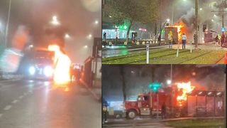 Imagini de coșmar pe șoseaua Giurgiului din Capitală! Camionul lui Moș Crăciun a luat foc în mijlocul străzii