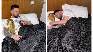 Ipostaza în care a fost surprins Leo Messi după ce Argentina a devenit campioană mondială. Naționala Argentinei a ajuns la Buenos Aires