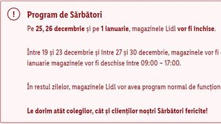 Program supermarketuri de Crăciun 2022 și Revelion 2023.