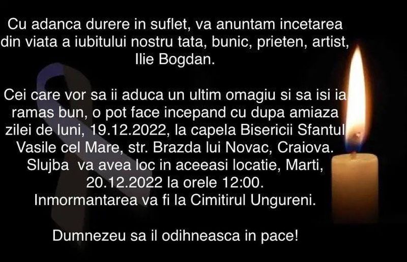Doliu în lumea muzicii populare! Ilie Bogdan s-a stins din viață chiar în prag de sărbători: „Ne părăsești și tu!”
