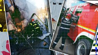 Autobuz în flăcări la Piatra Neamț