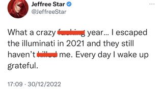 &bdquo;Am reușit să scap de Illuminati &icirc;n 2021 și &icirc;ncă nu m-au omor&acirc;t&rdquo; Controversatul Jeffree Star rupe tăcerea. Vedeta americană a dezvăluit o mică parte din ceea ce se &icirc;nt&acirc;mplă &icirc;n lumea mondenă