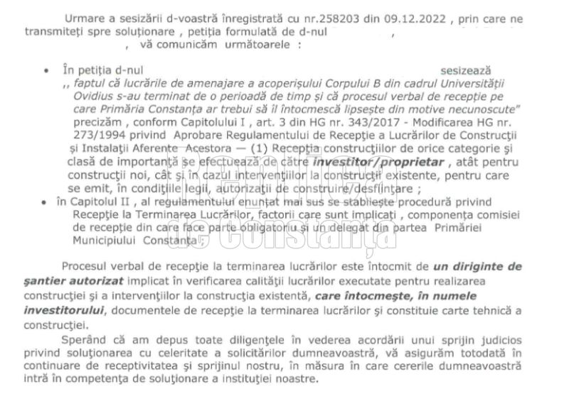 Scrisoarea revoltătoare a unui student din Constanța, pentru rectorul Universității Ovidius: „Țin să-ți mulțumesc pentru halul în care ai reușit să-mi distrugi sănătatea!”