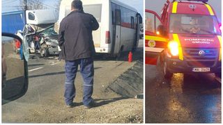 Autobuz oprit în stație, implicat într-un accident grav în Bacău