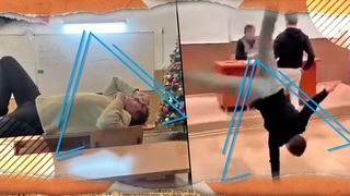 VIDEO Distracție de zile mari la un liceu din Râmnicu Vâlcea: Elevii fac tumbe, iar profesorii stau întinși pe catedră