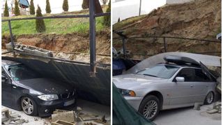 Un zid s-a prăbușit peste 6 mașini în Cluj-Napoca