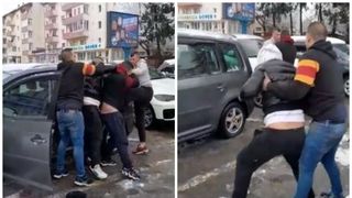 Jandarm bătut &icirc;n plină stradă la Horezu, după o șicanare &icirc;n trafic