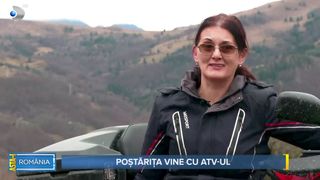 VIDEO - Asta-i România! Poștărița care aduce pensia cu ATV-ul