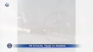 Pe schiuri, trași cu mașina