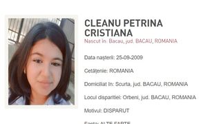ALERTĂ - Minoră dispărută. Cleanu Petrina Cristiana a plecat de acasă și nu s-a mai întors