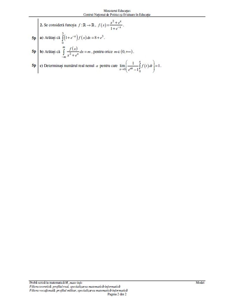 Simulare BAC 2023 subiecte Matematică.