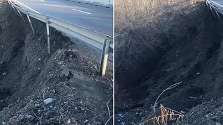 VIDEO - Bandă de circulație închisă spre Breaza: O porțiune de drum dintre Ploiești și Sinaia s-a surpat