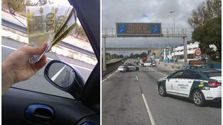 VIDEO. A plouat cu bani pe o autostradă din Spania. Peste 20.000 de euro au zburat pe geamul unei mașini
