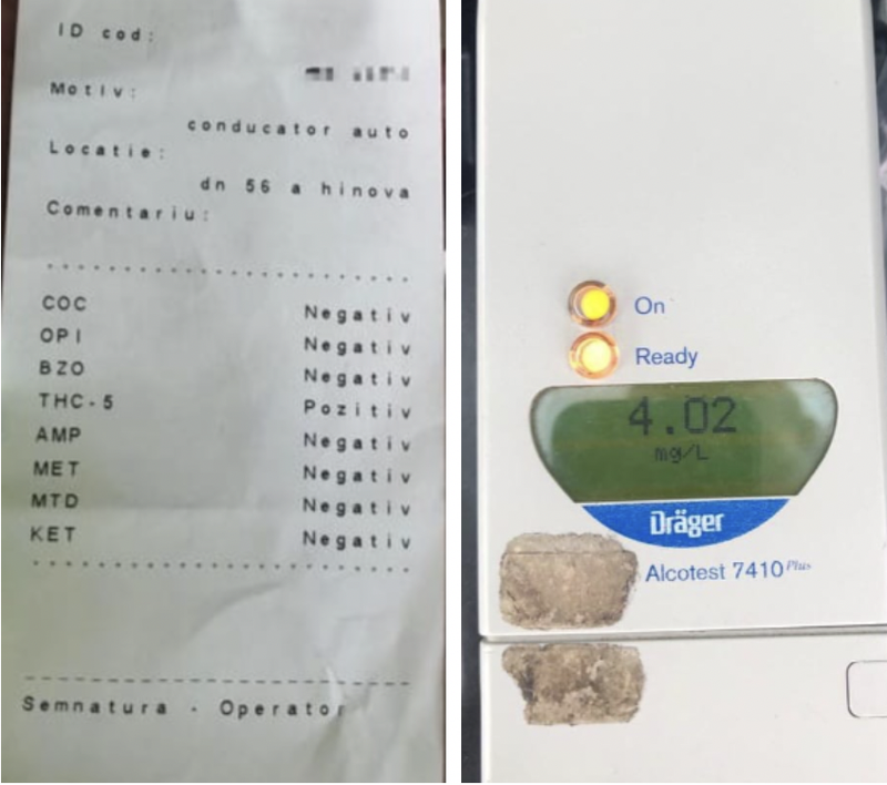 Un șofer din Mehedinți, prins băut în trafic de polițiști. Bărbatul avea o valoare record, de 4.02 mg/l alcool pur în aerul expirat