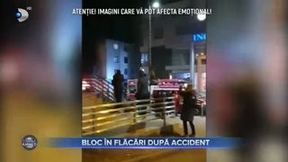 Bloc &icirc;n flăcări după accident