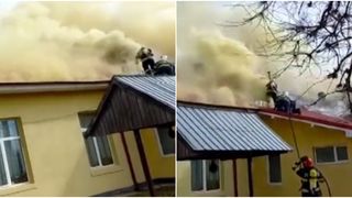 VIDEO- Incendiu de proporții la școala din Braniște, județul Olt: elevii și profesorii au fost evacuați