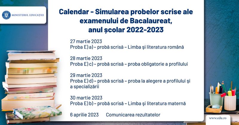 Simulare BAC 2023: La ce oră încep examenele? Regulamentul publicat de Ministerul Educației 
