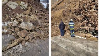 Drumul Național 12 a fost parțial blocat din cauza alunecărilor de teren