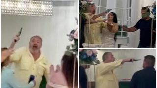 VIDEO. "Ieșiți afară cu nunta voastră!" Patronul unui restaurant, enervat de muzica cerută de miri, scoate arma de foc...