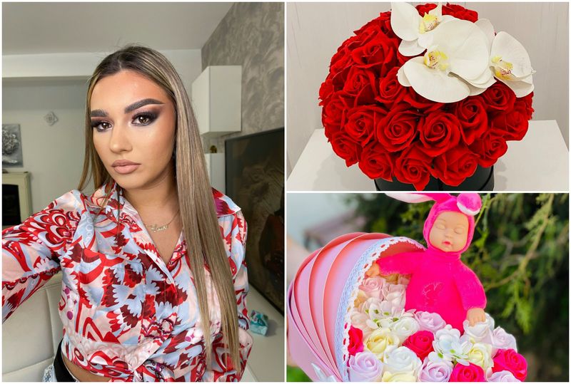 Laura Mina - realizatoarea aranajamente din flori de săpun