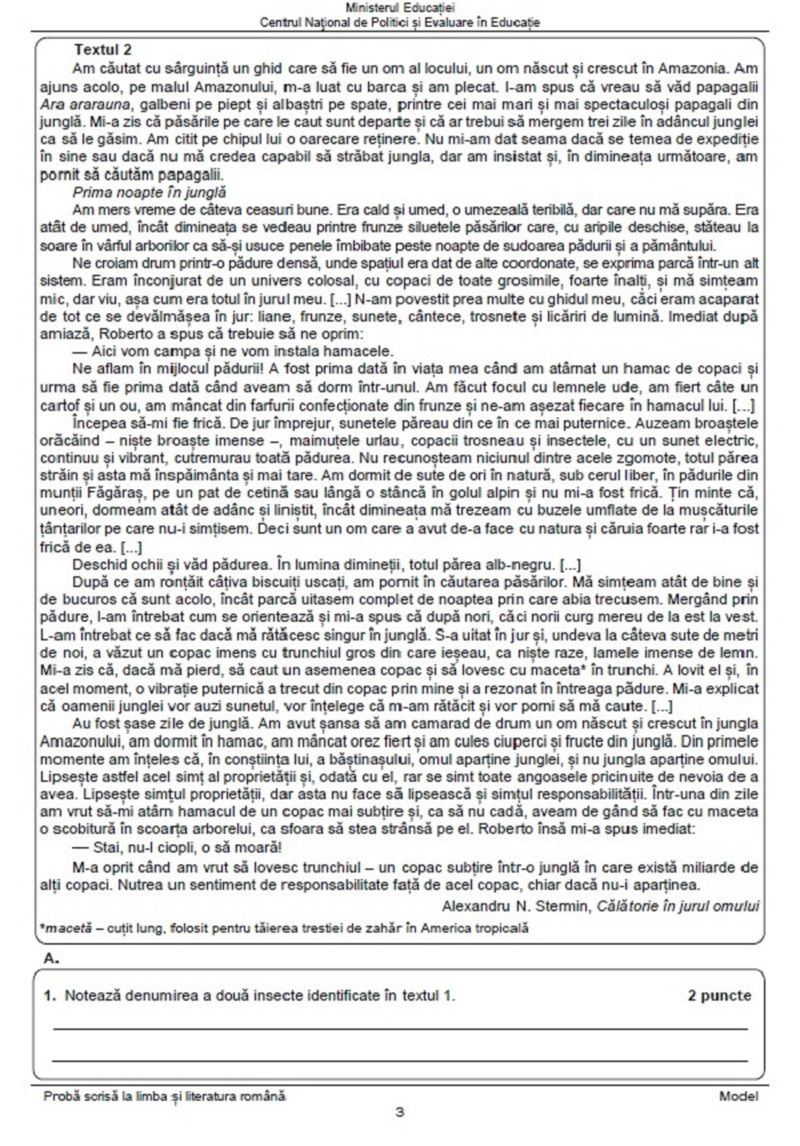 Subiecte Română simulare Evaluare Națională 2023. 