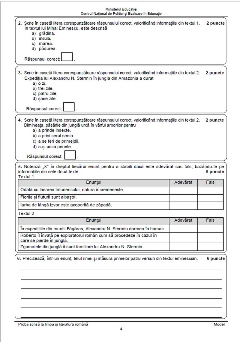 Subiecte Română simulare Evaluare Națională 2023. 