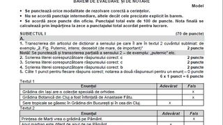Barem Română simulare Evaluare Națională 2023.