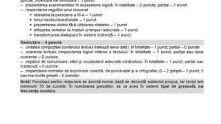 Barem Română simulare Evaluare Națională 2023.