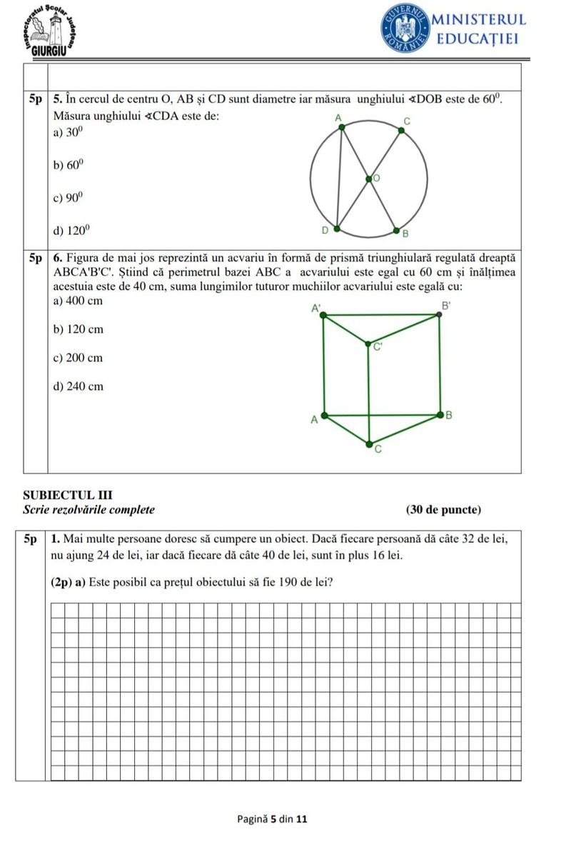 Subiecte Matematică simulare Evaluare Națională 2023. Ce exerciții și probleme se vor da în acest an?
