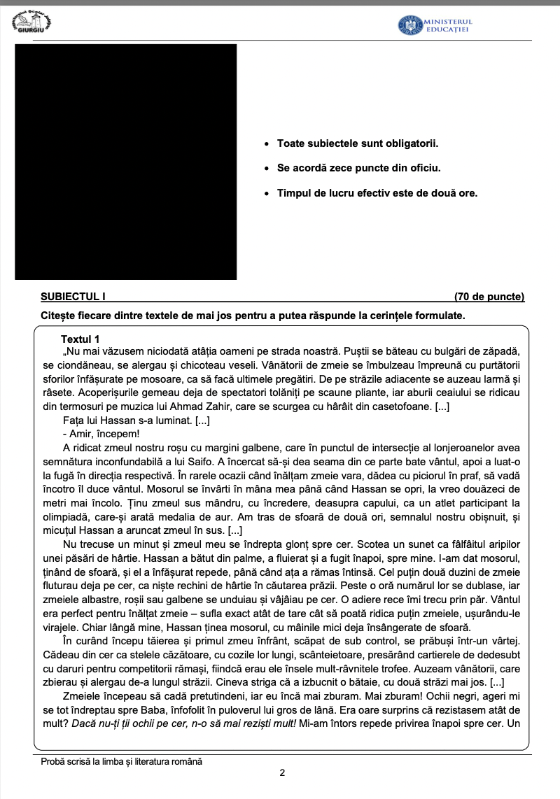 Edu.ro Subiecte Română simulare Evaluare Națională 2023. Modele de subiecte și rezolvări pentru elevii claselor a VIII-a