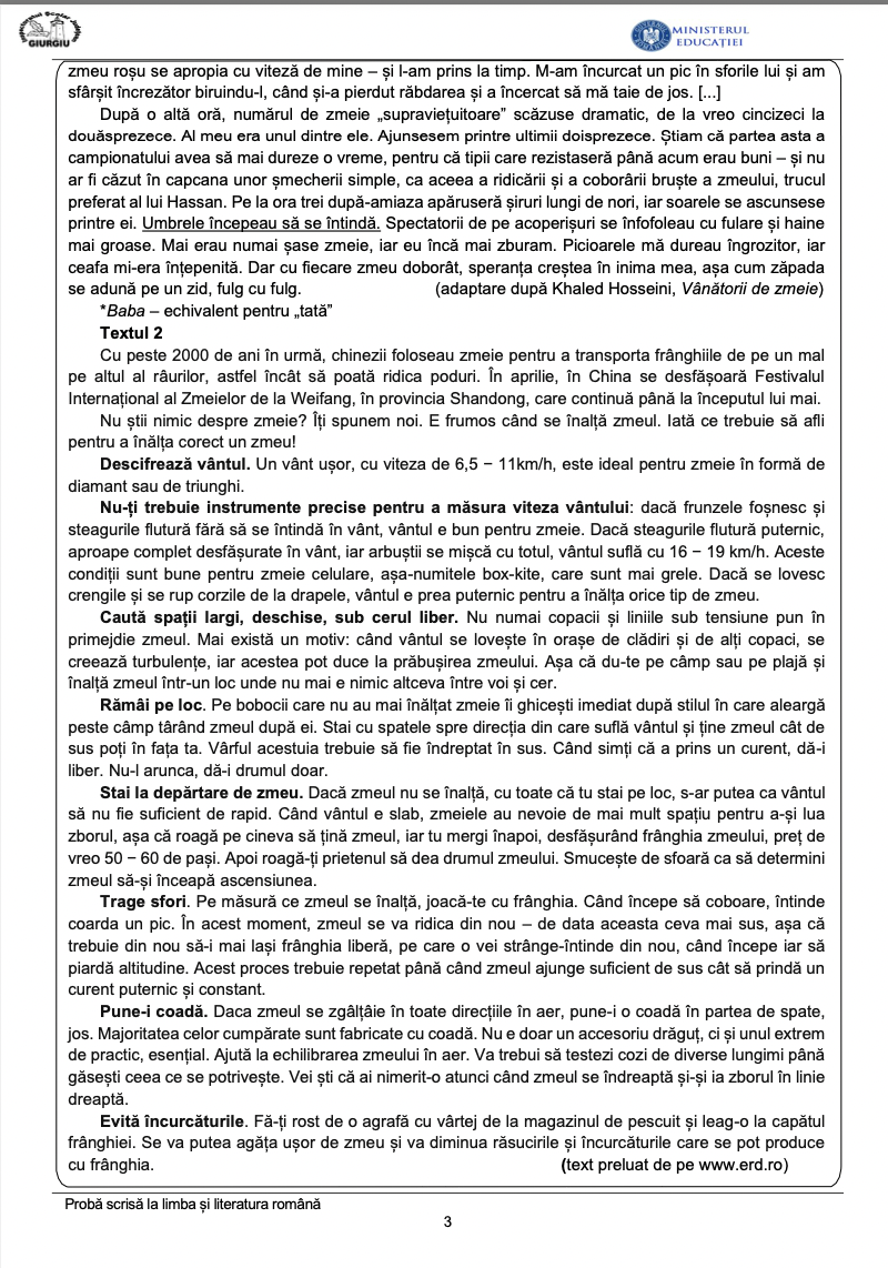 Edu.ro Subiecte Română simulare Evaluare Națională 2023. Modele de subiecte și rezolvări pentru elevii claselor a VIII-a