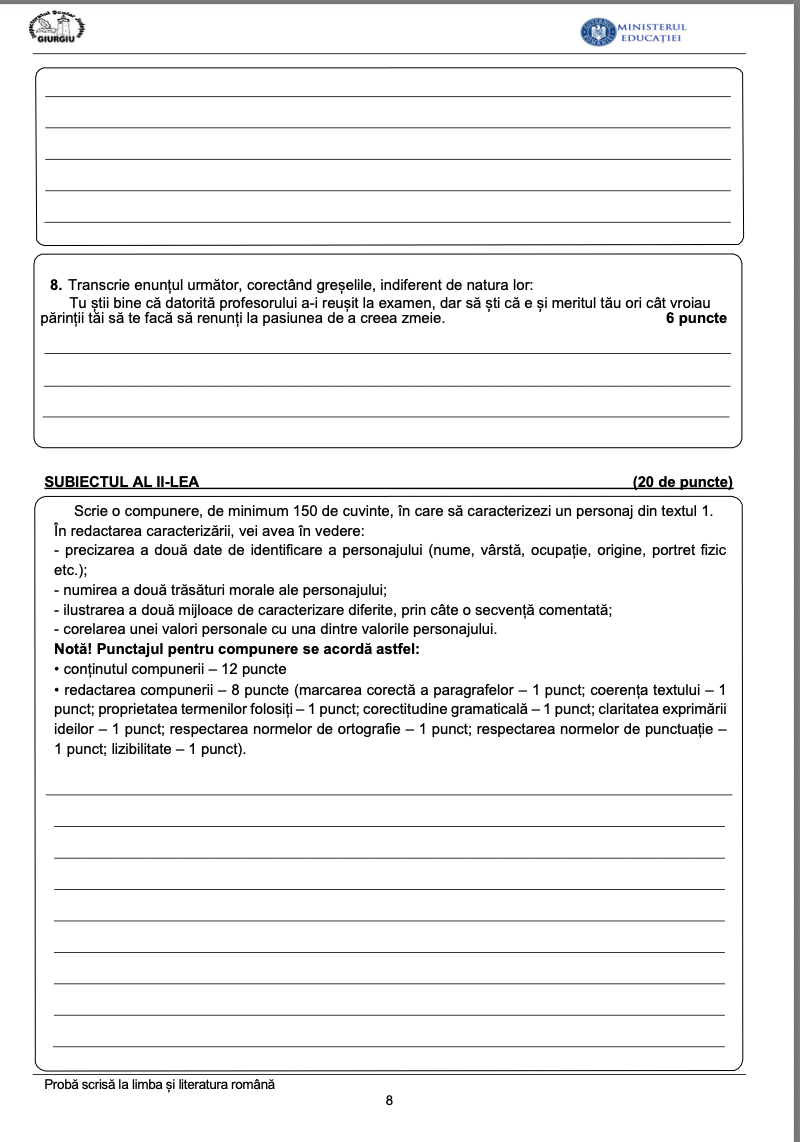 Edu.ro Subiecte Română simulare Evaluare Națională 2023. Modele de subiecte și rezolvări pentru elevii claselor a VIII-a