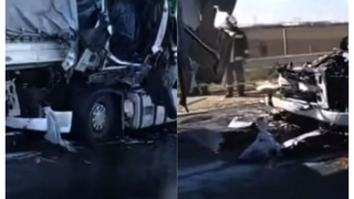 Un șofer de TIR a murit într-un accident cumplit cu două camioane românești
