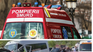 O mașină a fost proiectată de microbuz, într-un parapet. Opt minori au fost implicați în accident