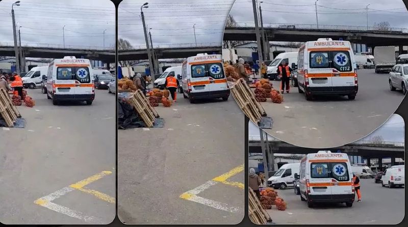 sacii de cartofi cărați cu ambulanța