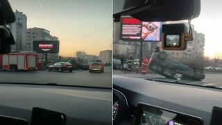 O mașină s-a răsturnat pe şoseaua Panduri din Capitală