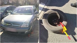 VIDEO: Incredibil ce a făcut un șofer &bdquo;inventiv&rdquo; ca să scape de amendă! Bărbatul avea roata blocată