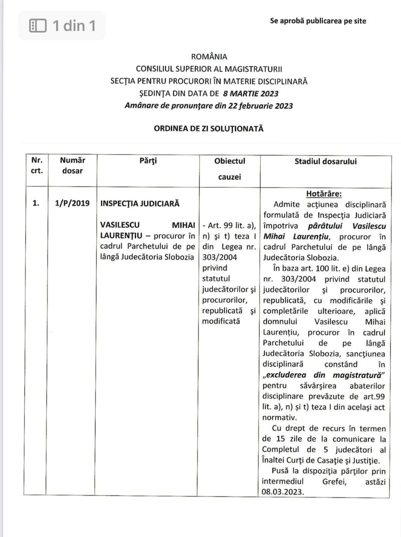 Procurorul care s-a răzbunat pe polițiști pentru că l-au tras pe dreapta, exclus a doua oară din magistratură.