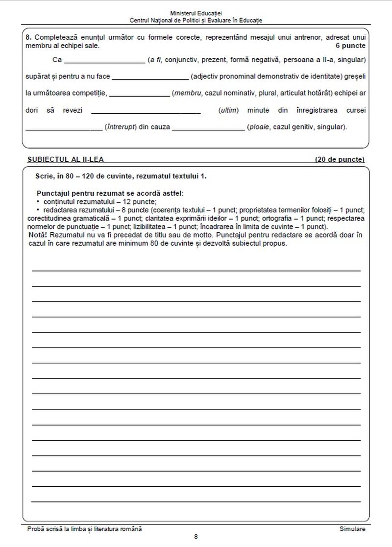 Simulare Evaluare Națională 2023