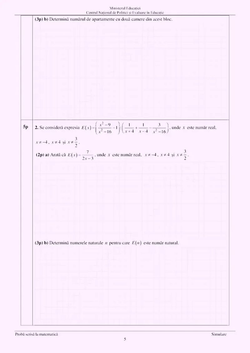 Simulare Matematică Evaluarea Națională 2023.