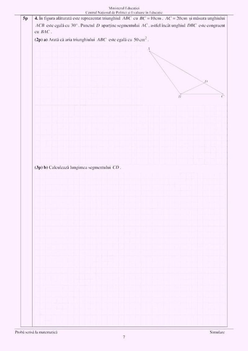 Simulare Matematică Evaluarea Națională 2023.