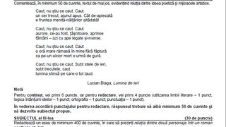 Subiecte Rom&acirc;nă simulare BAC 2023.