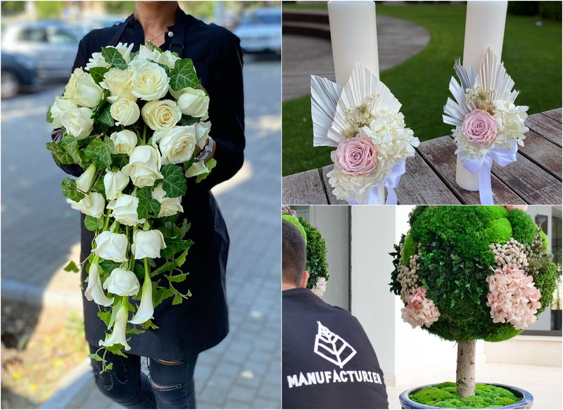 Aranjamentele florale costă între 20 și 5000 de lei iar tablurile și panourile cu lichenii câteva mii de euro.