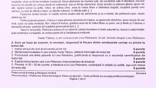 Barem simulare Rom&acirc;nă BAC 2023.