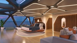 Pegasus va fi echipat cu diverse facilități, inclusiv un club cu o piscină &icirc;n stil acvariu care poate funcționa ca heliport atunci c&acirc;nd este acoperit