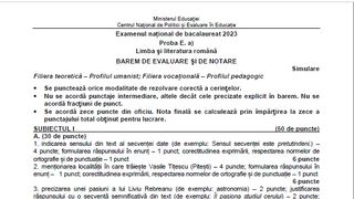 Simulare Română BAC 2023.