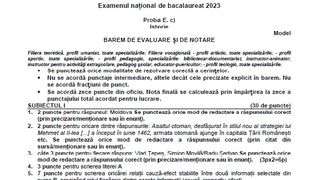 Barem simulare BAC 2023 Istorie.